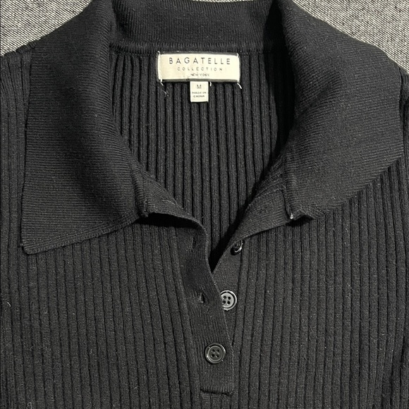 Black Ribbed Button Down Shirt - Picture 2 of 3